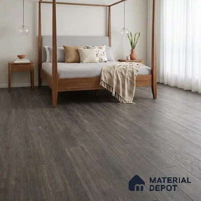 Ash Grey Matte Finish 4 ft x 7 inch - 5 mm SPC Flooring | SP 00124 | 15-Year Warranty Click-Lock DIY Installation | Suitable For Kitchen, Living Room & Bedroom