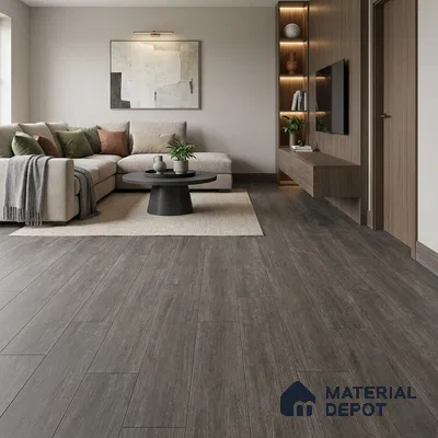Ash Grey Matte Finish 4 ft x 7 inch - 5 mm SPC Flooring | SP 00124 | 15-Year Warranty Click-Lock DIY Installation | Suitable For Kitchen, Living Room & Bedroom