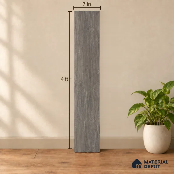 Ash Grey Matte Finish 4 ft x 7 inch - 5 mm SPC Flooring | SP 00124 | 15-Year Warranty Click-Lock DIY Installation | Suitable For Kitchen, Living Room & Bedroom