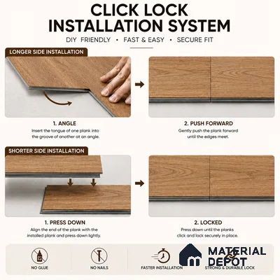 Rich Amber Gold Matte Finish 4 ft x 7 inch - 5 mm SPC Flooring | SP 00127 | 15-Year Warranty Click-Lock DIY Installation | Suitable For Kitchen, Living Room & Bedroom