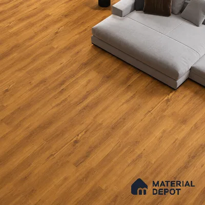 Rich Amber Gold Matte Finish 4 ft x 7 inch - 5 mm SPC Flooring | SP 00127 | 15-Year Warranty Click-Lock DIY Installation | Suitable For Kitchen, Living Room & Bedroom