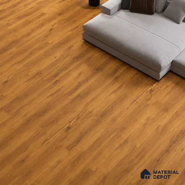 Rich Amber Gold Matte Finish 4 ft x 7 inch - 5 mm SPC Flooring | SP 00127 | 15-Year Warranty Click-Lock DIY Installation | Suitable For Kitchen, Living Room & Bedroom