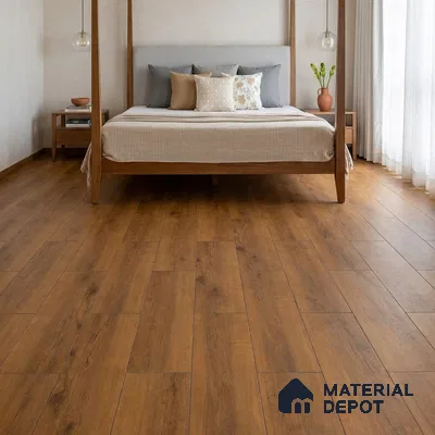 Rich Amber Gold Matte Finish 4 ft x 7 inch - 5 mm SPC Flooring | SP 00127 | 15-Year Warranty Click-Lock DIY Installation | Suitable For Kitchen, Living Room & Bedroom