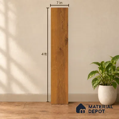 Rich Amber Gold Matte Finish 4 ft x 7 inch - 5 mm SPC Flooring | SP 00127 | 15-Year Warranty Click-Lock DIY Installation | Suitable For Kitchen, Living Room & Bedroom
