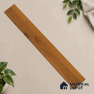 Rich Amber Gold Matte Finish 4 ft x 7 inch - 5 mm SPC Flooring | SP 00127 | 15-Year Warranty Click-Lock DIY Installation | Suitable For Kitchen, Living Room & Bedroom