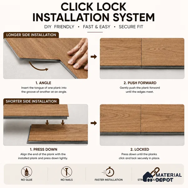 Warm Walnut Brown Matte Finish 4 ft x 7 inch - 5 mm SPC Flooring | SP 00135 | 15-Year Warranty Click-Lock DIY Installation | Suitable For Kitchen, Living Room & Bedroom