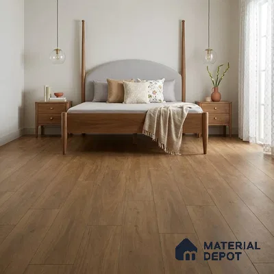 Warm Walnut Brown Matte Finish 4 ft x 7 inch - 5 mm SPC Flooring | SP 00135 | 15-Year Warranty Click-Lock DIY Installation | Suitable For Kitchen, Living Room & Bedroom