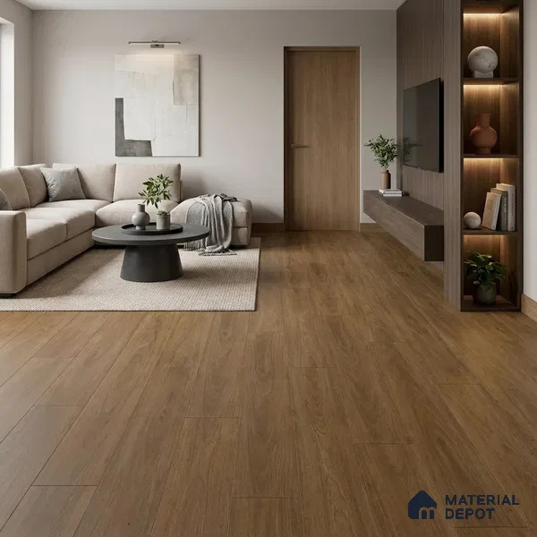 Warm Walnut Brown Matte Finish 4 ft x 7 inch - 5 mm SPC Flooring | SP 00135 | 15-Year Warranty Click-Lock DIY Installation | Suitable For Kitchen, Living Room & Bedroom