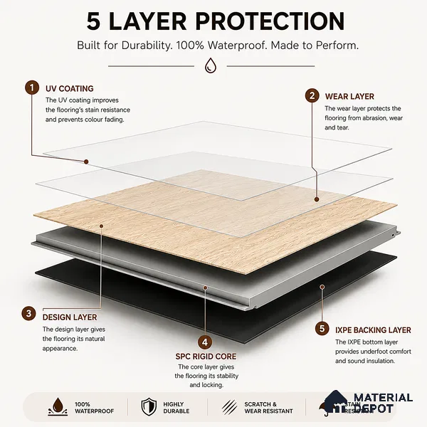 Golden Blonde Oak Matte Finish 4 ft x 7 inch - 5 mm SPC Flooring | SP 00128 | 15-Year Warranty Click-Lock DIY Installation | Suitable For Kitchen, Living Room & Bedroom