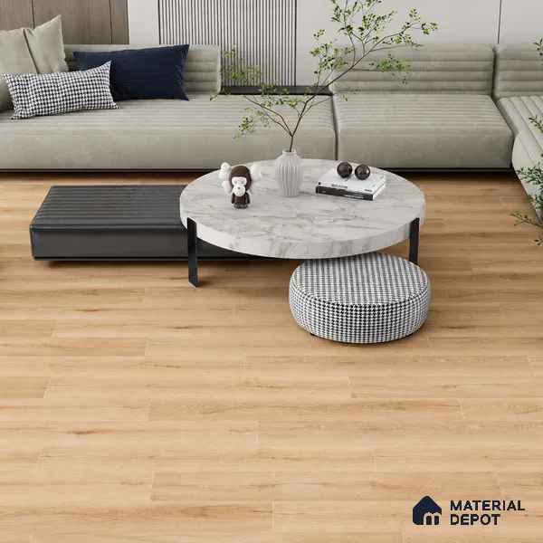 Golden Blonde Oak Matte Finish 4 ft x 7 inch - 5 mm SPC Flooring | SP 00128 | 15-Year Warranty Click-Lock DIY Installation | Suitable For Kitchen, Living Room & Bedroom