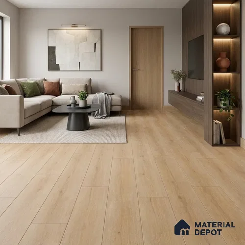 Golden Blonde Oak Matte Finish 4 ft x 7 inch - 5 mm SPC Flooring | SP 00128 | 15-Year Warranty Click-Lock DIY Installation | Suitable For Kitchen, Living Room & Bedroom