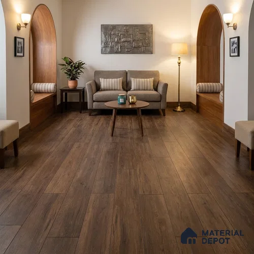 Auburn Chestnut Matte Finish 4 ft x 7 inch - 5 mm SPC Flooring | SP 00093 | 15-Year Warranty Click-Lock DIY Installation | Suitable For Kitchen, Living Room & Bedroom