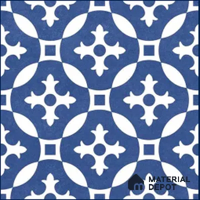 Moroccan Wall & Floor Tile TL 11115 Indigo Arabesque 1 ft x 1 ft Ceramic Matte Finish Tile - 10 mm | Suitable For Kitchen, Bathroom, Balcony
