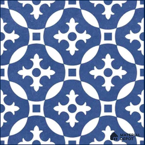 Moroccan Wall & Floor Tile TL 11115 Indigo Arabesque 1 ft x 1 ft Ceramic Matte Finish Tile - 10 mm | Suitable For Kitchen, Bathroom, Balcony