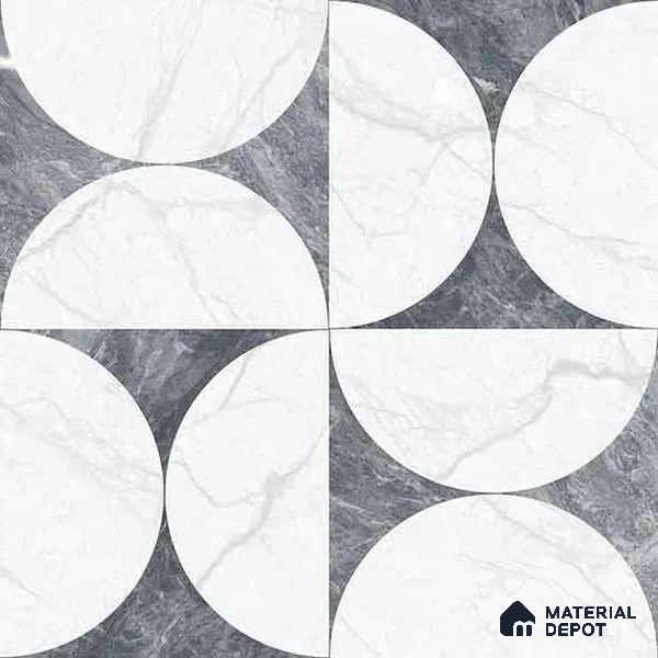 Moroccan Carving Wall & Floor Tile TL 11679 B Lunar Divide 1 ft x 1 ft Ceramic Carving Matte Finish Tile - 10 mm | Suitable For Bathroom, Dining Area, Kitchen