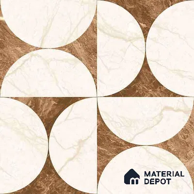 Moroccan Carving Wall & Floor Tile TL 11679 E Marble Mocha Geo 1 ft x 1 ft Ceramic Carving Matte Finish Tile - 10 mm | Suitable For Bathroom, Dining Area, Kitchen