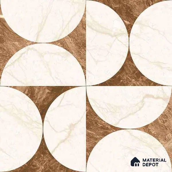 Moroccan Carving Wall & Floor Tile TL 11679 E Marble Mocha Geo 1 ft x 1 ft Ceramic Carving Matte Finish Tile - 10 mm | Suitable For Bathroom, Dining Area, Kitchen