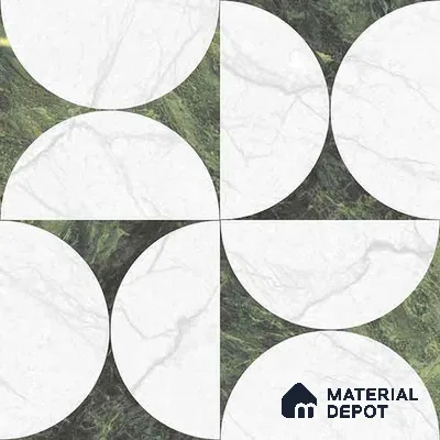 Moroccan Carving Wall & Floor Tile TL 11679 C Verdant Orbit 1 ft x 1 ft Ceramic Carving Matte Finish Tile - 10 mm | Suitable For Bathroom, Dining Area, Kitchen