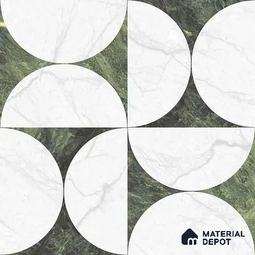 Moroccan Carving Wall & Floor Tile TL 11679 C Verdant Orbit 1 ft x 1 ft Ceramic Carving Matte Finish Tile - 10 mm | Suitable For Bathroom, Dining Area, Kitchen