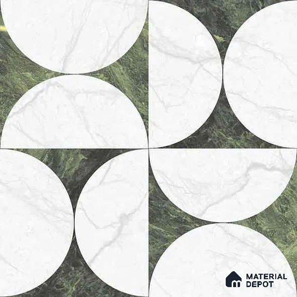 Moroccan Carving Wall & Floor Tile TL 11679 C Verdant Orbit 1 ft x 1 ft Ceramic Carving Matte Finish Tile - 10 mm | Suitable For Bathroom, Dining Area, Kitchen