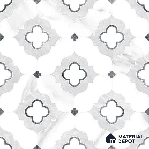 Moroccan Carving Wall & Floor Tile TL 11663 Arabesque Cloud 1 ft x 1 ft Ceramic Carving Matte Finish Tile - 10 mm | Suitable For Bathroom, Dining Area, Kitchen