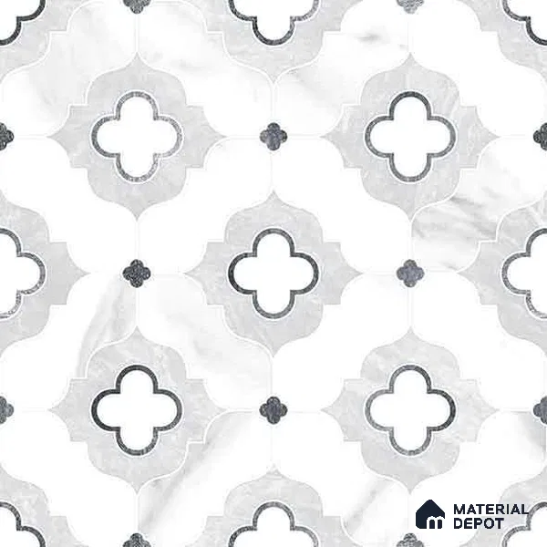 Moroccan Carving Wall & Floor Tile TL 11663 Arabesque Cloud 1 ft x 1 ft Ceramic Carving Matte Finish Tile - 10 mm | Suitable For Bathroom, Dining Area, Kitchen
