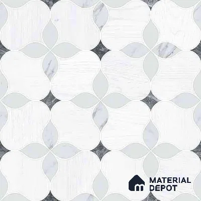 Moroccan Carving Wall & Floor Tile TL 11667 Pearl Petal 1 ft x 1 ft Ceramic Carving Matte Finish Tile - 10 mm | Suitable For Bathroom, Dining Area, Kitchen
