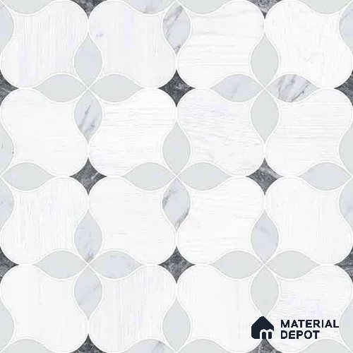 Moroccan Carving Wall & Floor Tile TL 11667 Pearl Petal 1 ft x 1 ft Ceramic Carving Matte Finish Tile - 10 mm | Suitable For Bathroom, Dining Area, Kitchen