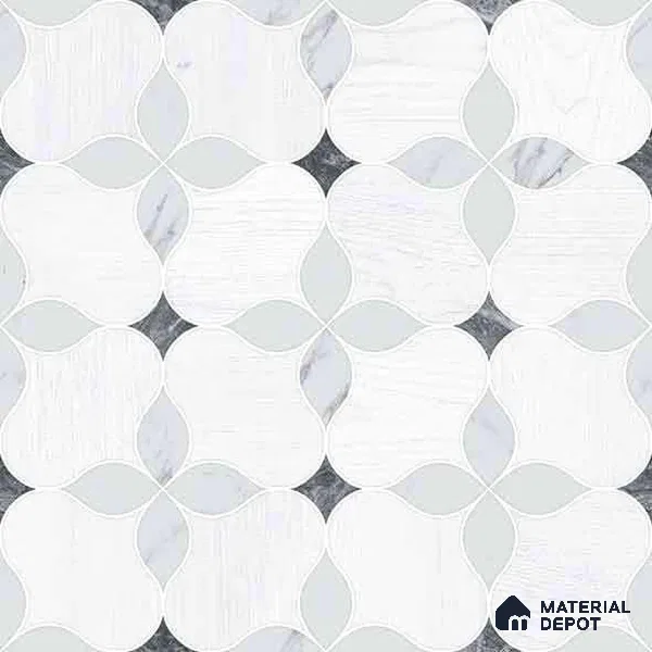 Moroccan Carving Wall & Floor Tile TL 11667 Pearl Petal 1 ft x 1 ft Ceramic Carving Matte Finish Tile - 10 mm | Suitable For Bathroom, Dining Area, Kitchen