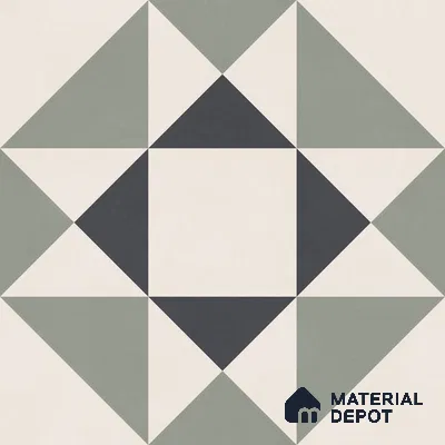 Moroccan Wall & Floor Carpet Center Tile TL 11170 Geometric Sage 1 ft x 1 ft Ceramic Matte Finish Tile - 10 mm | Suitable For Kitchen, Bathroom, Balcony