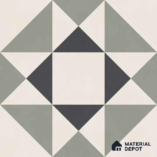 Moroccan Wall & Floor Carpet Center Tile TL 11170 Geometric Sage 1 ft x 1 ft Ceramic Matte Finish Tile - 10 mm | Suitable For Kitchen, Bathroom, Balcony