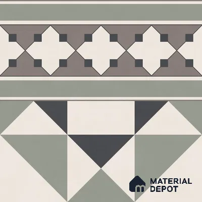 Moroccan Wall & Floor Carpet Border Tile TL 11171 Sage Mosaic Border 1 ft x 1 ft Ceramic Matte Finish Tile - 10 mm | Suitable For Kitchen, Bathroom, Balcony
