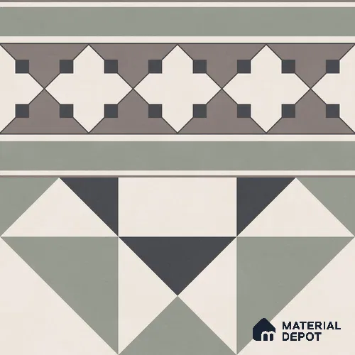 Moroccan Wall & Floor Carpet Border Tile TL 11171 Sage Mosaic Border 1 ft x 1 ft Ceramic Matte Finish Tile - 10 mm | Suitable For Kitchen, Bathroom, Balcony