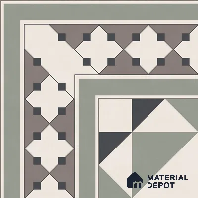 Moroccan Wall & Floor Carpet Corner Tile TL 11172 Sage Lattice 1 ft x 1 ft Ceramic Matte Finish Tile - 10 mm | Suitable For Kitchen, Bathroom, Balcony