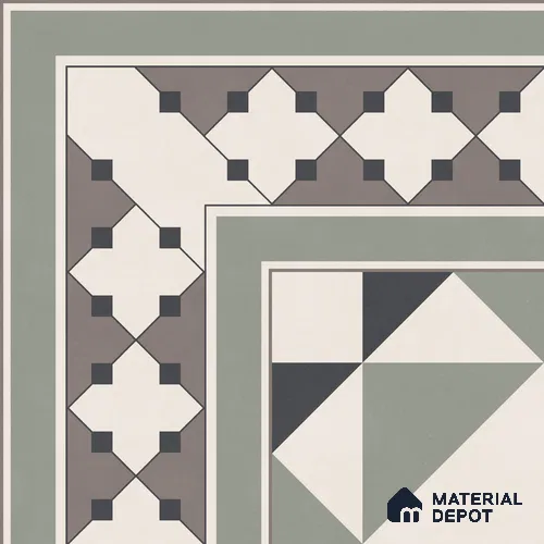 Moroccan Wall & Floor Carpet Corner Tile TL 11172 Sage Lattice 1 ft x 1 ft Ceramic Matte Finish Tile - 10 mm | Suitable For Kitchen, Bathroom, Balcony