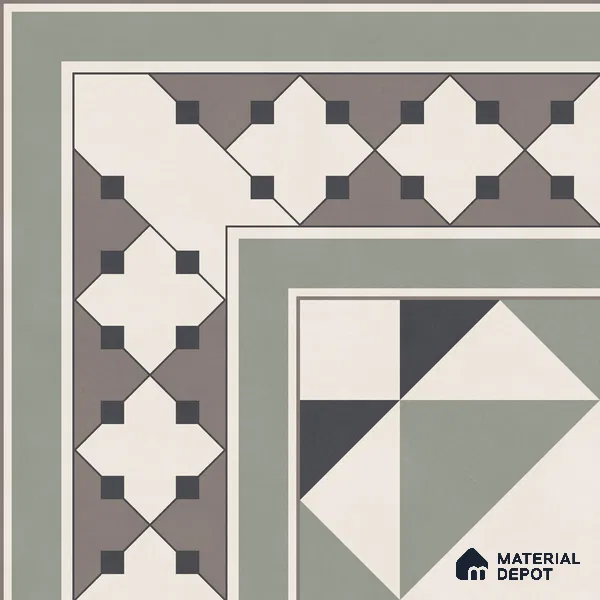 Moroccan Wall & Floor Carpet Corner Tile TL 11172 Sage Lattice 1 ft x 1 ft Ceramic Matte Finish Tile - 10 mm | Suitable For Kitchen, Bathroom, Balcony
