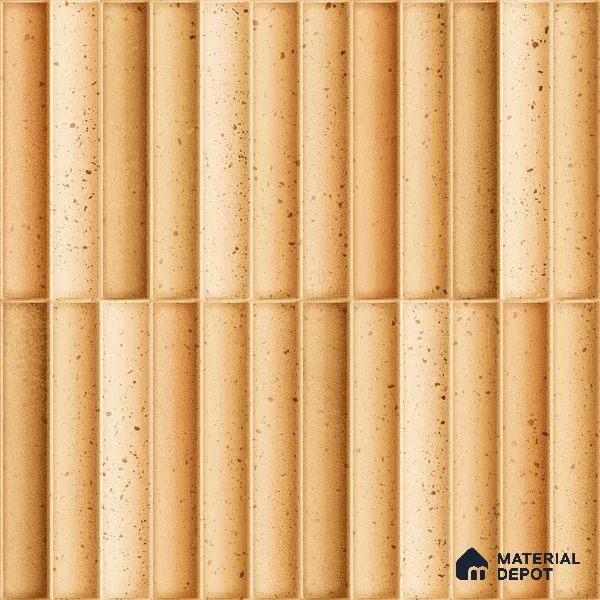 Faux Subway Wall Tile TL 11287 Spiced Fluted Ochre 1 ft x 1 ft Ceramic Glossy Finish Tile - 10 mm | Suitable For Bathroom, Dining Area, Kitchen Backsplash