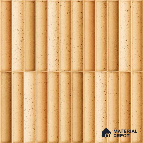 Faux Subway Wall Tile TL 11287 Spiced Fluted Ochre 1 ft x 1 ft Ceramic Glossy Finish Tile - 10 mm | Suitable For Bathroom, Dining Area, Kitchen Backsplash