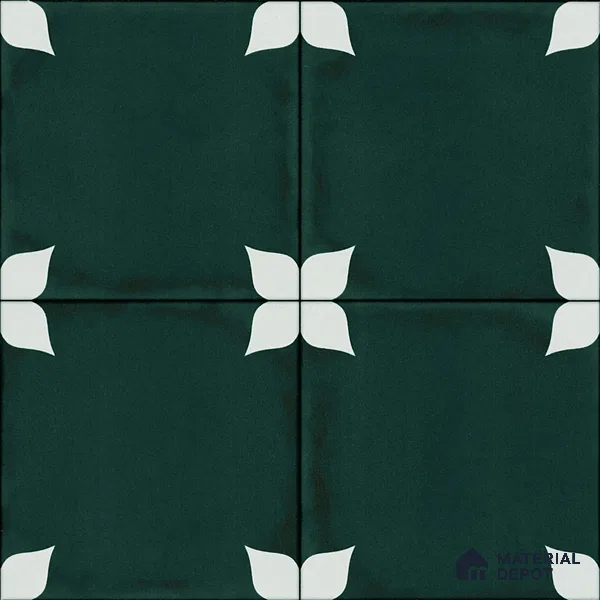 Moroccan Wall & Floor Athangudi Highlighter Tile TL 11183 Verdant Petal 1 ft x 1 ft Ceramic Matte Finish Tile - 10 mm | Suitable For Kitchen, Bathroom, Balcony