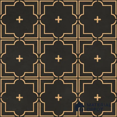 Moroccan Wall & Floor Tile TL 11106 Noir Trellis 1 ft x 1 ft Ceramic Matte Finish Tile - 10 mm | Suitable For Kitchen, Bathroom, Balcony