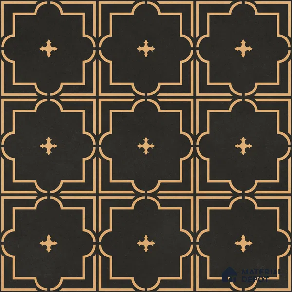 Moroccan Wall & Floor Tile TL 11106 Noir Trellis 1 ft x 1 ft Ceramic Matte Finish Tile - 10 mm | Suitable For Kitchen, Bathroom, Balcony