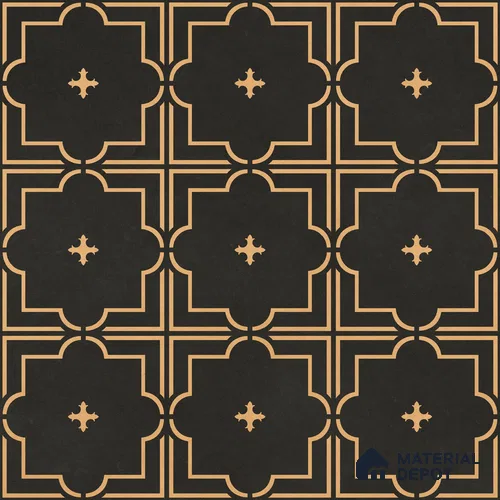 Moroccan Wall & Floor Tile TL 11106 Noir Trellis 1 ft x 1 ft Ceramic Matte Finish Tile - 10 mm | Suitable For Kitchen, Bathroom, Balcony