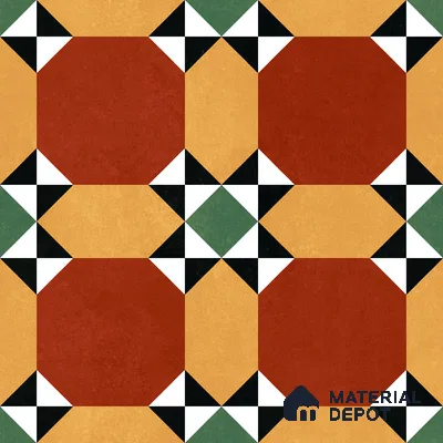 Moroccan Wall & Floor Carpet Center Tile TL 11161 Terracotta Quilt 1 ft x 1 ft Ceramic Matte Finish Tile - 10 mm | Suitable For Kitchen, Bathroom, Balcony