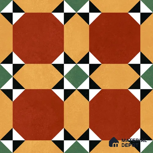 Moroccan Wall & Floor Carpet Center Tile TL 11161 Terracotta Quilt 1 ft x 1 ft Ceramic Matte Finish Tile - 10 mm | Suitable For Kitchen, Bathroom, Balcony