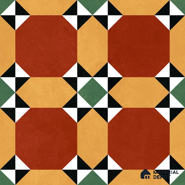 Moroccan Wall & Floor Carpet Center Tile TL 11161 Terracotta Quilt 1 ft x 1 ft Ceramic Matte Finish Tile - 10 mm | Suitable For Kitchen, Bathroom, Balcony