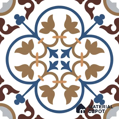 Moroccan Wall & Floor Tile TL 11105 Cordoba Fleur 1 ft x 1 ft Ceramic Matte Finish Tile - 10 mm | Suitable For Kitchen, Bathroom, Balcony