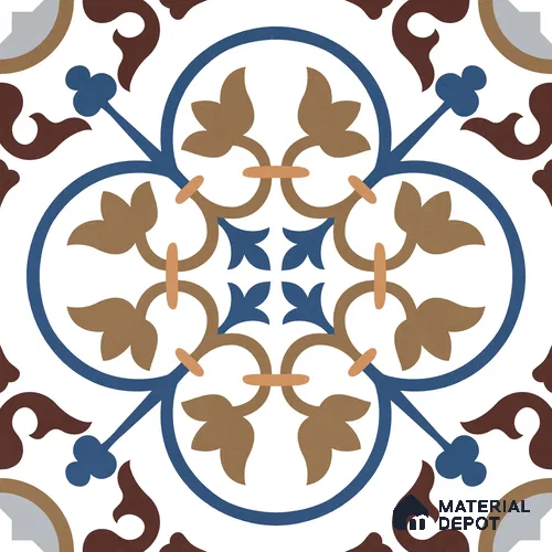 Moroccan Wall & Floor Tile TL 11105 Cordoba Fleur 1 ft x 1 ft Ceramic Matte Finish Tile - 10 mm | Suitable For Kitchen, Bathroom, Balcony
