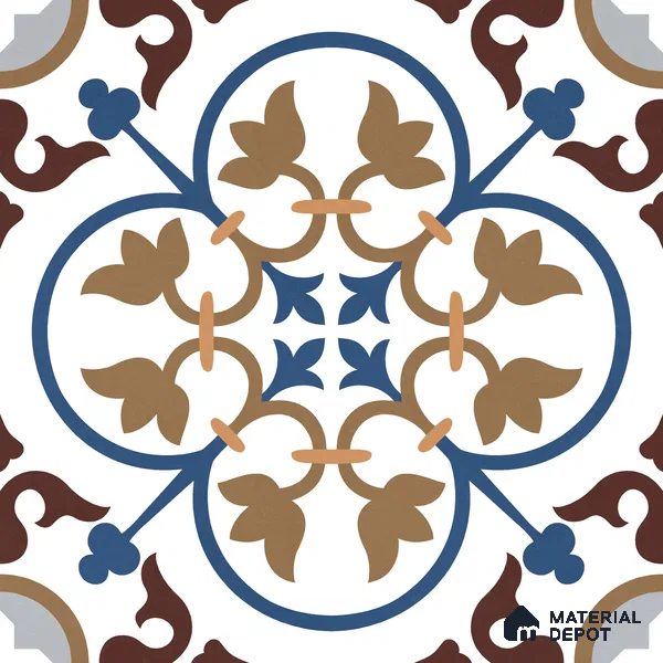 Moroccan Wall & Floor Tile TL 11105 Cordoba Fleur 1 ft x 1 ft Ceramic Matte Finish Tile - 10 mm | Suitable For Kitchen, Bathroom, Balcony