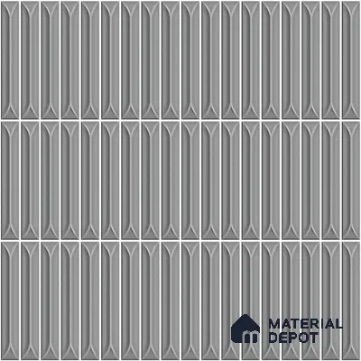 Faux Kitkat Subway Wall Tile TL 11308 Graphite Arrow 1 ft x 1 ft Ceramic Glossy Finish Tile - 10 mm | Suitable For Bathroom, Balcony & Kitchen Backsplash