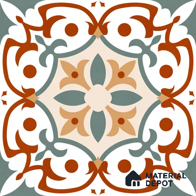 Moroccan Wall & Floor Carpet Center Tile TL 11167 Terra Vine 1 ft x 1 ft Ceramic Matte Finish Tile - 10 mm | Suitable For Kitchen, Bathroom, Balcony